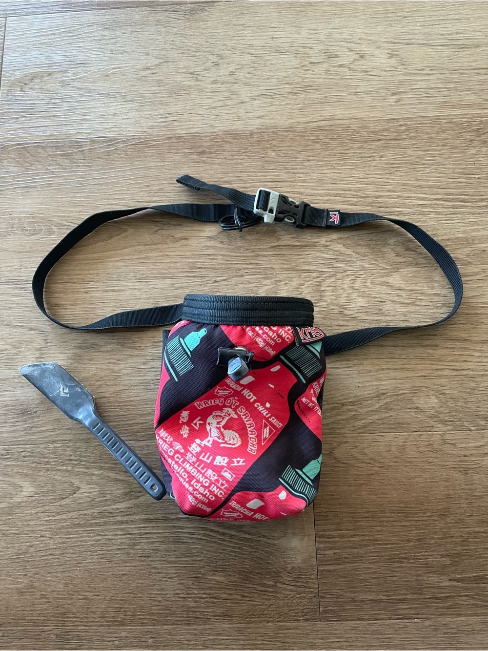 Sriracha Printed Chalk Bag with Black Diamond Bouldering Brush